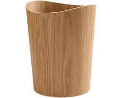Houten Prullenbak - Afvalmand Ronde - Opruimen Thuis - Natuurlijke Textuur - 25 x 17 x 30 cm - Houtkleurig