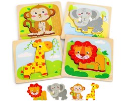 Houten Puzzels Voor Peuters Van 2-4 Jaar, Montessori-speelgoed Voor Peuters Van 1, 2 En 3 Jaar, Houten Legpuzzels Met Dieren, Educatief Speelgoed Voor Kinderen, Beste Cadeaus Voor Baby's Van 1-3 Jaar, 2-4 Jaar