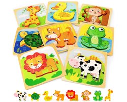 Houten Puzzels Voor Peuters Van 2-4 Jaar, Montessori-speelgoed Voor Peuters Van 1, 2 En 3 Jaar, Legpuzzels Met Dieren, Educatieve Puzzels Voor Kinderen, Beste Cadeaus Voor Baby's Van 1-4 Jaar