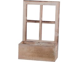 Houten Raam Decoratie - Bloembak - Wanddecoratie - Vintage Design - 45 cm Hoog - Grijs