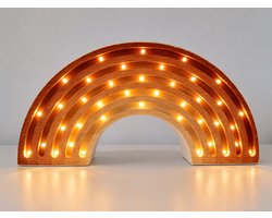 Houten Regenbooglamp Nachtlampje Kinderkamer – Duurzaam hout- Handgemaakt Nacht lampje - Regenboog