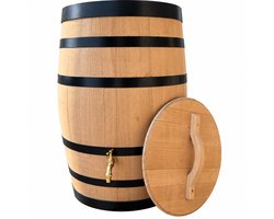 Houten regenton 225 liter met aftapkraan en los deksel met handvat - regenwateropslag