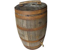 Houten Regenton met waterkraan en deksel - 190 liter