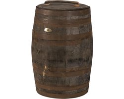 Houten Regenton "Whisky"190l. incl. los deksel, handvat, kraan en gat aan de achterzijde voor de vulautomaat / Eikenhout / Recycled / Duurzaam / FSC
