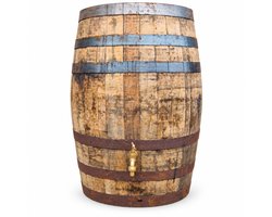 Houten regenton whiskyvat 190 L - messing kraan - gesloten/vast deksel