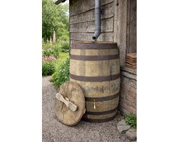 Houten regenton whiskyvat 190 L - messing kraan - los deksel