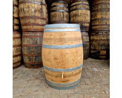 Houten regenton wijnvat 225 L - messing kraan - vast deksel