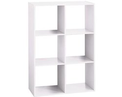 Houten rek met 6 vakken in wit – Modern en elegant ontwerp