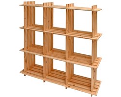 Houten rek - Opbergkast - Spullen organiseren - Negen vakken - 113x27x110 cm - Houtkleur