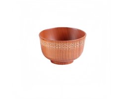 Houten rijstkom - Keukengerei - Geschikt voor kinderen en volwassenen - Fruitsaladekom - Groot - 12,8*8 cm - Bruin - 1 stuk