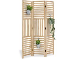 Houten Ruimteverdeler - Kamerscherm Inkijkbescherming - Privacy Creëren - Licht Lamellen Design - 170 x 120 cm - Naturel