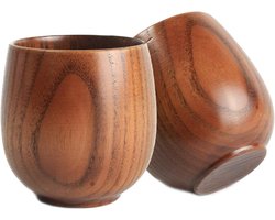 Houten Sake Cups - Set van 2 - Natuurlijk Massief Hout - Koffiemokken en Theemokken - Bar Supplies