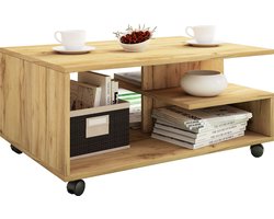 Houten salontafel Sofa-tafel Woonkamertafel Wielen Verrolbaar Salontafel Stango L
