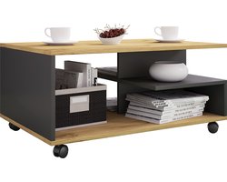 Houten salontafel Sofa-tafel Woonkamertafel Wielen Verrolbaar Salontafel Stango L