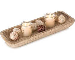 Houten schaal - decoratieve houten schaal - rechthoekige tray - tafeldecoratie voor koffie- en eettafel - woonkamer decoratie