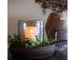 Houten schaal met handvat 44x28x6.5cm walnoot - Decoratied dienblad - Donkere houten woonaccessoires - Landelijk wonen