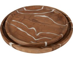 Houten schalen Cream (2-delig)