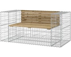 Houten schanskorf bank - Tuinbank - Buiten zitten - Gevuld met stenen - 143 x 71 cm - Donkerbruin