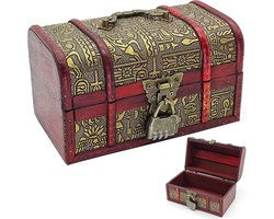 Houten Schatkist - Gelddoos - Decoratieve Retro Houten Treasure Chest Met Deksel - Opbergdoos Voor Cadeaus