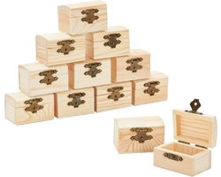 Houten schatkist met gebogen deksel en metalen sluiting, doe-het-zelf onafgewerkte mini-aandenkdoos, 5,8 x 3,8 x 3,8 x 3,8 cm, 12 stuks