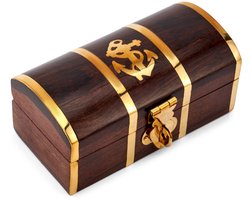 Houten Schatkist met Messing Ornament en Slot