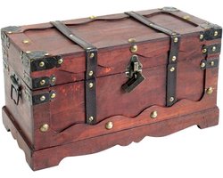 Houten Schatkist met Slot - Grote 40 x 19 x 22 cm - Frankrijk - Vintage Stijl Houten kistje