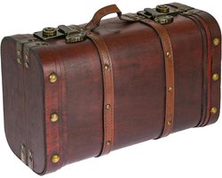 Houten Schatkist Vintage Koffer - Groot Formaat - Afmetingen 40 x 23,5 x 16,5 cm - Decoratief - Opbergdoos - Houten Kist - Peruanse Stijl