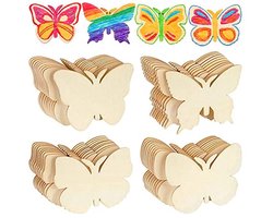 Houten schijven voor knutselprojecten - 40 stuks, onafgewerkt, ruwe houtschijven voor DIY en decoraties