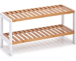 Houten schoenenkast/schoenenrek 2-laags 70 cm - Zeller - Schoenen opbergers/opbergen - Schoenenkasten/schoenenrekken - Camping/gang kasten/rekken