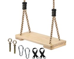 Houten Schommelstoel voor Kinderen en Volwassenen - Verstelbare Tuinschommel voor Binnen en Buiten, Max. Draagvermogen 200 kg