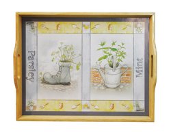 Houten Schootdienblad met afbeelding - groen - blauw