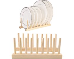 Houten Schotel Rekken - Plaat Rekken Stand - Pot Deksel Houder - Keuken Plaat Organizer Rack - Cabinet Organizer - Schotel Droogrek - Kom Beker Snijplank Houder - Afdruiprek voor Keuken Aanrecht Top bordenrek