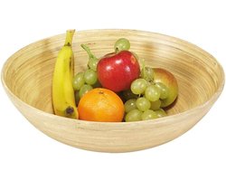 Houten serveerschaal bamboe 80 mm diameter 250 mm licht naturel Schalen & Presenteerbladen