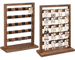 Houten sieraden display rek met haken - Oorbellen, kettingen, sleutelhangers standaard