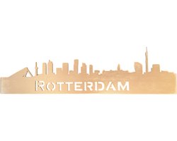 Houten Skyline Rotterdam – Wanddecoratie/Muurdecoratie 38x10 cm – Euromast Erasmusbrug – Goud