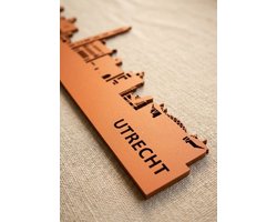 Houten Skyline Utrecht | Wanddecoratie voor aan de muur | Oranje MDF | 100 x 20 cm