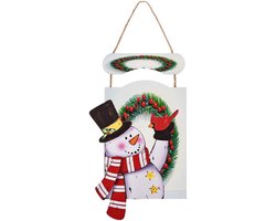 Houten Sneeuwpop Bord - Winter Decoratie - Huis Opfleuren - Stevig Licht Hout - Eén Maat - Houtkleurig