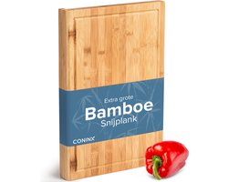 Houten Snijplank Coninx voor Werkblad, Aanrecht of Tafel | Snijplank met Steunrand en Sapgroef | 45x30CM | 2,5CM Dik | Bamboe
