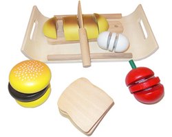 Houten snijset in  kist 46 delig