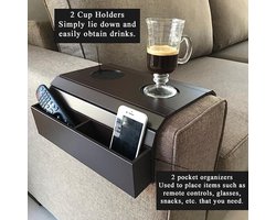 Houten Sofa Arm Tray Table - Handige Organizer voor Drankjes en Snacks - 1 stuk - Bruin - Hout