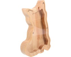 Houten Spaarvarken Vos - Geldpot Dierenvorm - Kind Spaargewoonten Leren - Creatief en Praktisch Cadeau - 20.5x18cm - Zoals Afgebeeld