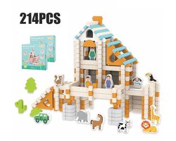 Houten Speelgoed- 214 delige+30 poppenblokken Houten Blokken-Kleuterleer speelgoed-Montessori speelgoed-Bouwen constructie speelgoed voor Kinderen-Creatief Bouwspel