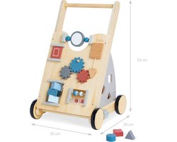 Houten speelgoed - babywalker - "Titus" - looptrainer - loopkar grijs