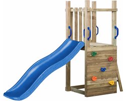 Houten Speeltoestel Irma (SwingKing) | Speeltoren met Glijbaan voor Buiten in de Tuin | FSC Hout - Glijbaan Blauw