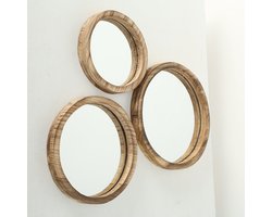 Houten Spiegel Jones Rond Set van 3 - Maat Ø 25/30/35 cm