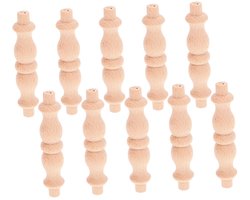 Houten Spindels - Decoratieve Houtjes - Meubels Decoreren - Onbehandeld Massief Hout - 10 Stuks - Khaki