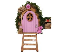 Houten Sprookjes Feeëndeur met Bezem en Brievenbus voor Magische Decoratie