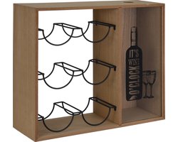 Houten stapelbaar wijnflessen rek/wijnrek voor 7 flessen 31 x 11 x 61 cm - Wijnflesrekken/wijnrekken - Rek/houder voor wijnflessen