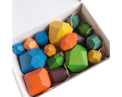 Houten Stapelblokken - 16 stuks | Houten Stapeltoren | Blokkenset | Blokkentoren |Balanceerblokken | Educatief speelgoed