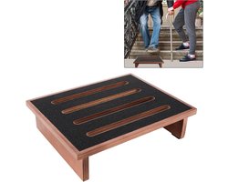 Houten Stapstoel - Caravan - Motorhome - Laadcapaciteit tot 200 kg - 40 x 32 x 10.5 cm - Volwassen Voetsteun - Stapstoel met Antislip Rubber Pad - Natuurlijke Houten Stap